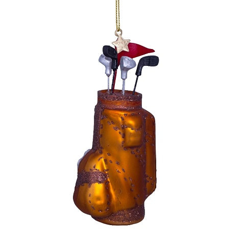 Ornament glass brown golf bag