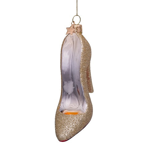Ornament gold glitter high heel shoe