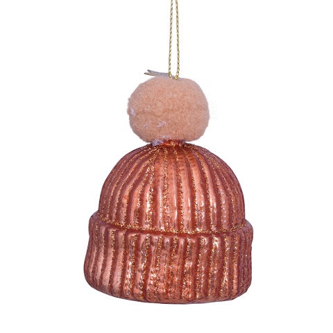 Ornament powder brown opal hat w/pompon