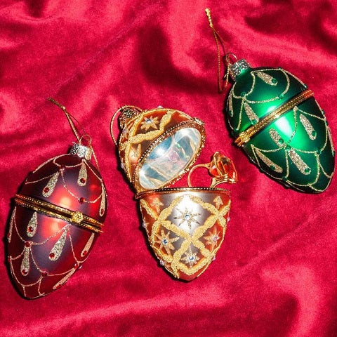 Ornament gold decorated egg w/opening