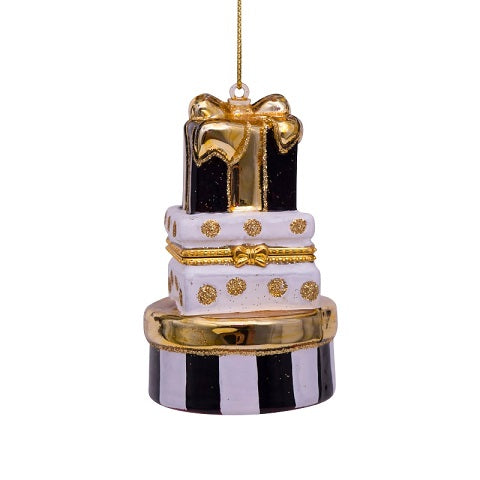 Ornament black and white gift boxes w/opening