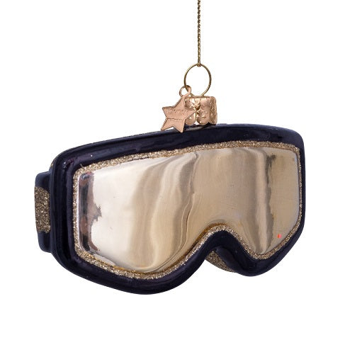 Ornament black/gold ski goggles