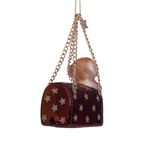 Ornament brown opal bag w/labrador puppy