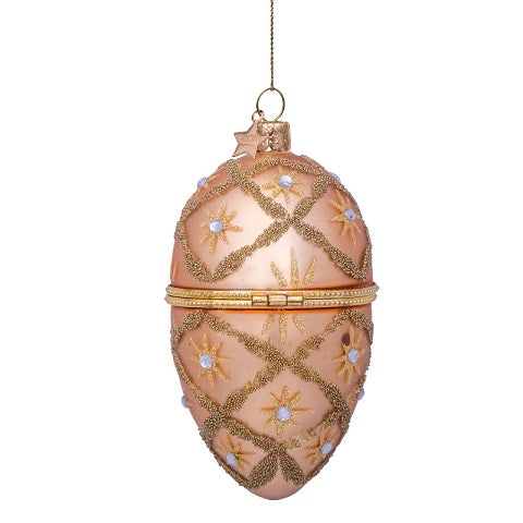 Ornament gold decorated egg w/opening