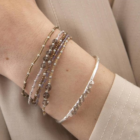 DEVOTED armband Smokey Quartz silver