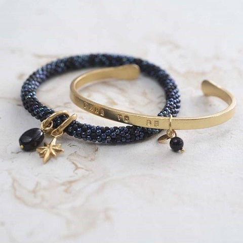 PURE armband Pure Black Onyx guld