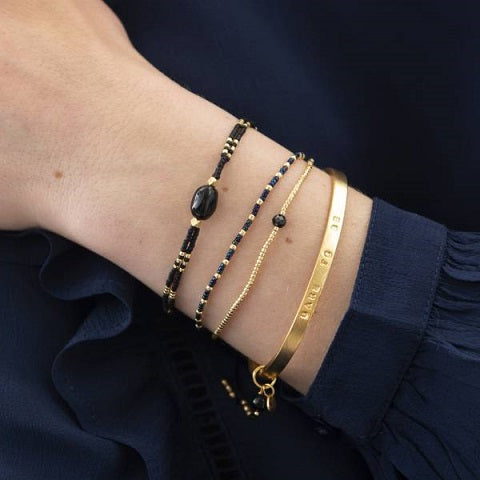 PURE armband Pure Black Onyx guld