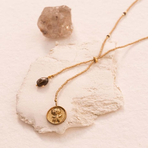 Purpose Smokey Quartz guldfärgat halsband