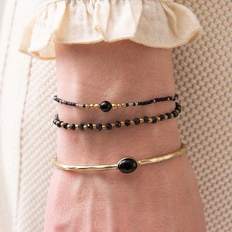 IRIS armband Black Onyx guld