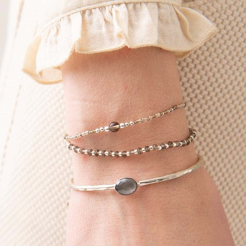 IRIS armband Smokey Quartz silver