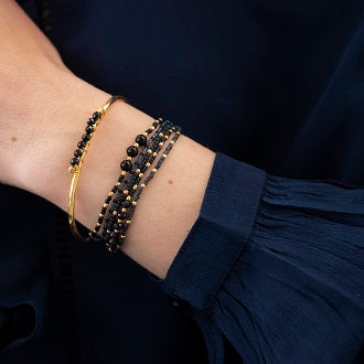 DEVOTED armband Black Onyx guld