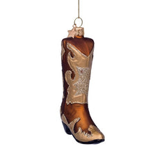 Ladda upp bild till gallerivisning, Ornament brown w/gold glitter Cowboy boot
