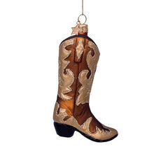 Ladda upp bild till gallerivisning, Ornament brown w/gold glitter Cowboy boot

