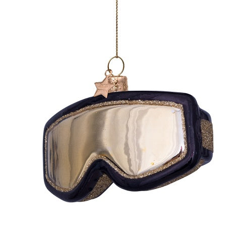 Ornament black/gold ski goggles