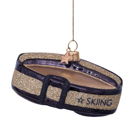 Ornament black/gold ski goggles