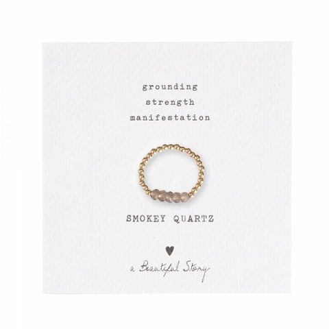 Elastisk ring - Smokey quartz guld
