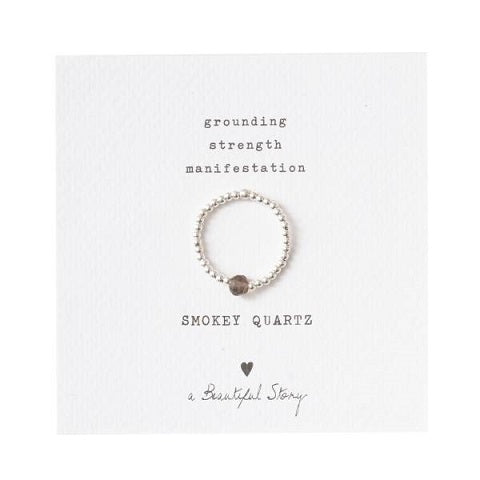 Elastisk ring - Smokey quartz silver