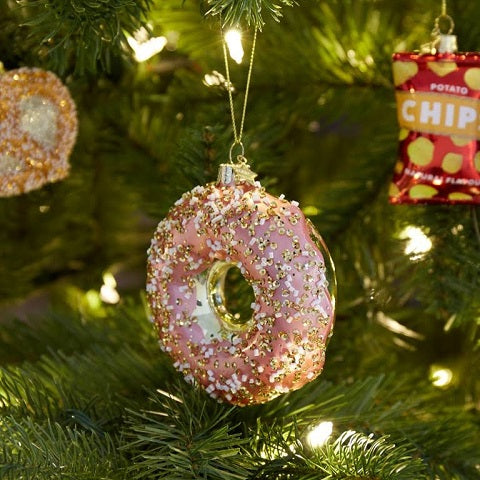 Gold/pink donut ornament